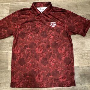 Champion Texas‎ A&M Aggies Polo Shirt Men’s Medium Maroon Floral Athletic